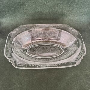 Federal Glass Madrid Pattern Vegetable Serving Bowl Clear Depression Glass 10"